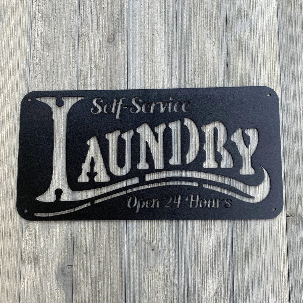 Self Service Laundry Metal Sign Cutout - Powder Coated Metal Self Service Laundry Room Sign - A Fun, Whimsical Addition to Your Home Decor!