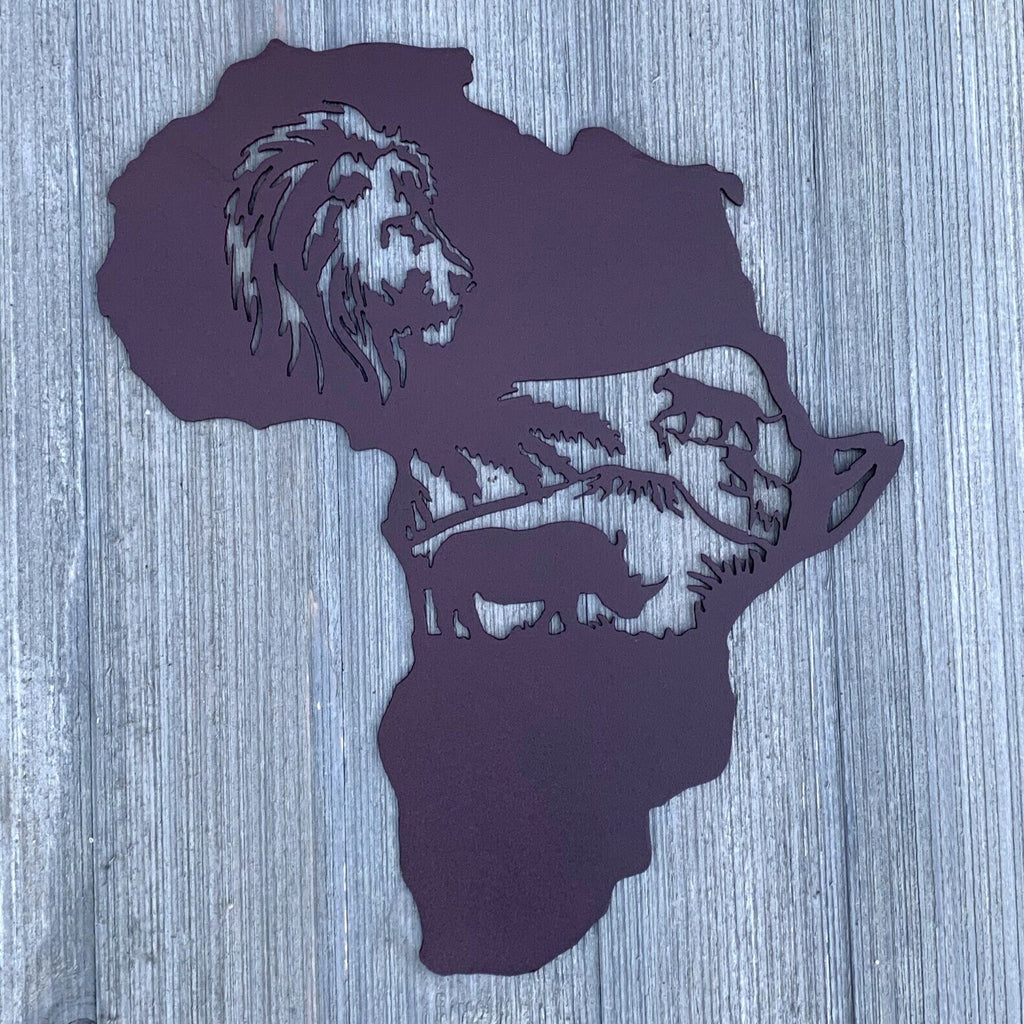 Africa Scene Metal Sign Cutout - Bring the Wilds of Africa to Your Home: Powder Coated Metal Sign - Iconic Shapes of Africa and Its Wildlife