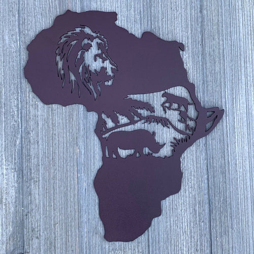 Africa Scene Metal Sign Cutout - Bring the Wilds of Africa to Your Home: Powder Coated Metal Sign - Iconic Shapes of Africa and Its Wildlife
