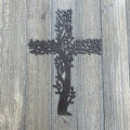 Olive Branch Tree Cross Metal Sign Cutout - Handmade Powder Coated Metal Cross Wall Art - Unique Rustic Decor