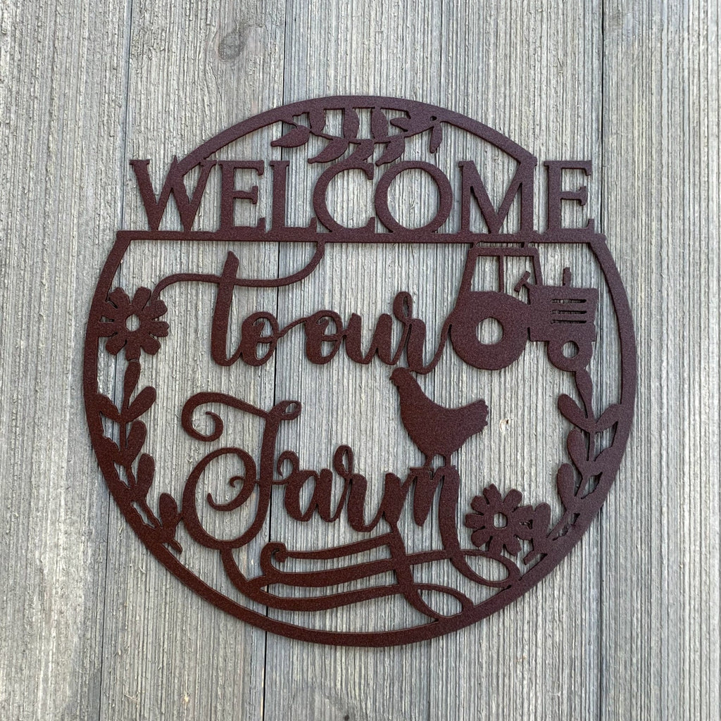 Welcome to Our Farm Metal Sign Cutout - Welcome to the Farm Powder Coated Metal Wall Art - Farmhouse Home Decor