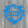 Welcome Wreath Metal Sign Cutout - Welcome Wreath Powder Coated Metal Wall Art - Floral Home Decor
