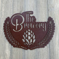 The Brewery Metal Sign Cutout - Powder Coated Metal Sign - Wheat and Beer Decor - Patio Decor - Deck Decor - Bar Sign