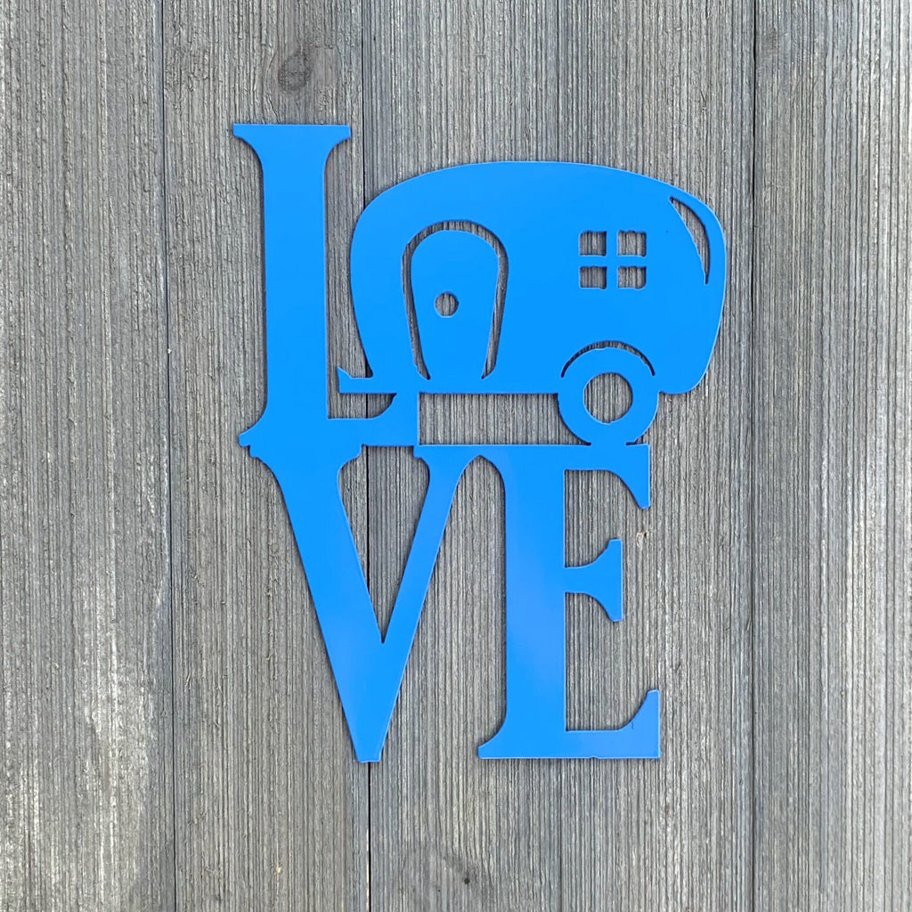 Camper Love Metal Sign - Vintage Camper and Love Powder Coated Metal Sign - A Perfect Addition to Any Retro or Travel-Inspired Decor!