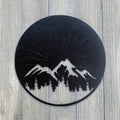 Mountain Scene Circle Metal Sign Cutout -Powder Coated Metal Mountain and Tree Scene Sign -A Stunning, Majestic Addition to Your Home Decor!