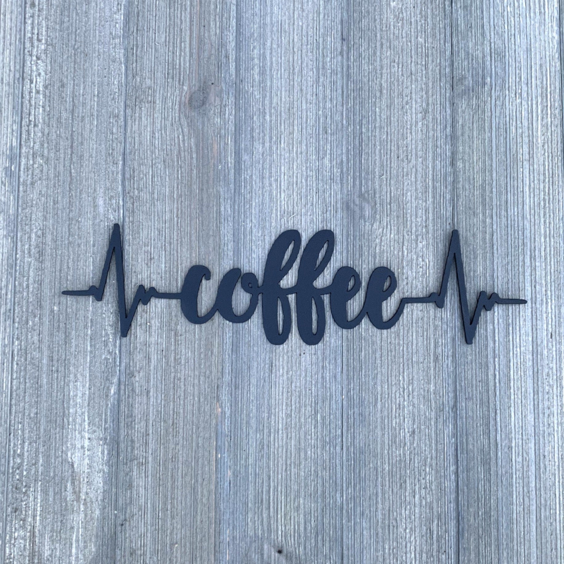 Coffee Heartbeat Metal Sign Cutout - Coffee Lover - Coffee Shop - Café - Love at First Sip - Powder Coated Metal Coffee Sign