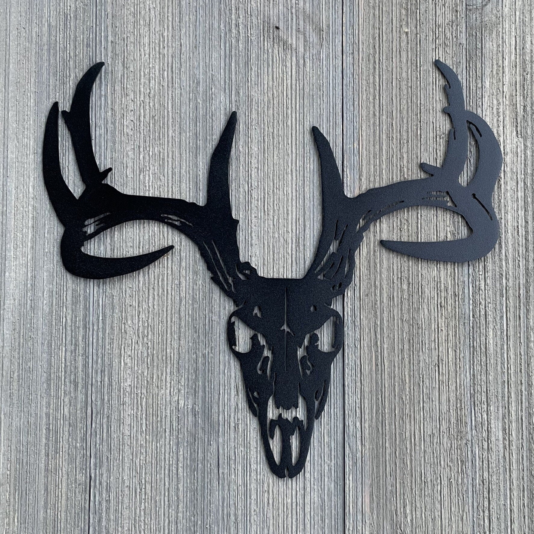Deer Skull Metal Sign Cutout - Striking Deer Skull Powder Coated Metal Sign - A Bold Addition to Any Hunting or Outdoor-Inspired Decor!