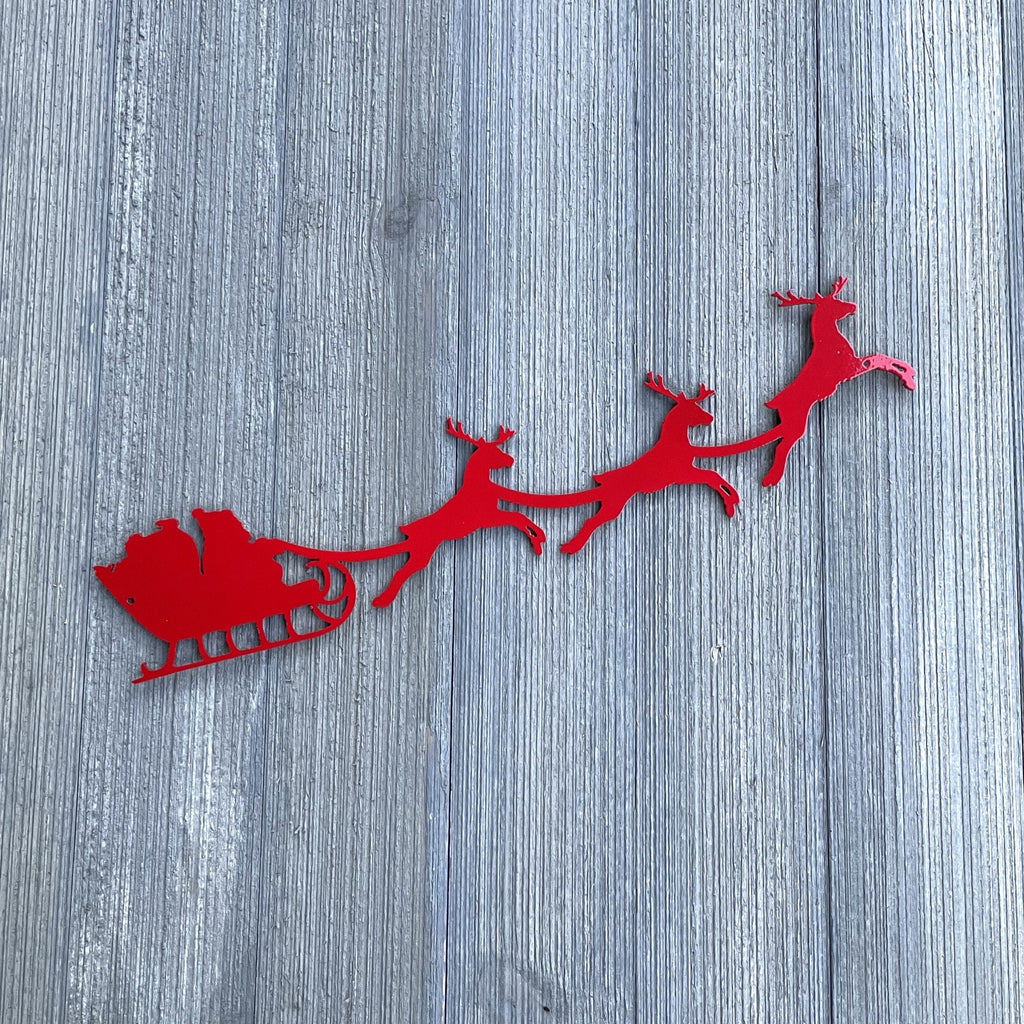 Santa's Sleigh Metal Sign Cutout - Santa's Sleigh & Reindeer Metal Sign -Powder Coated for Durability -Christmas Decor -Christmas Decoration