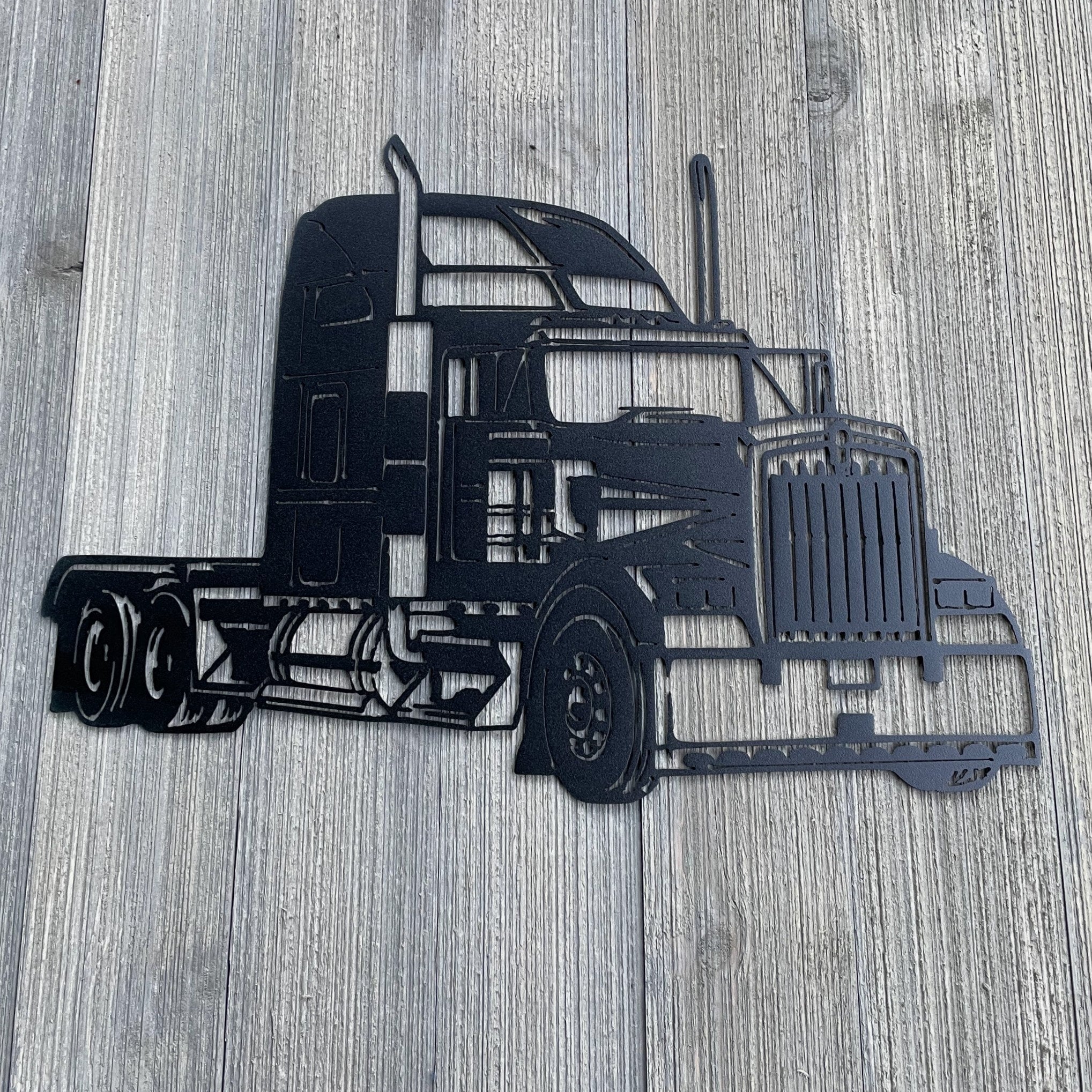 Semi Truck Metal Sign Cutout - Semi Truck Powder Coated Metal Sign - Realistic Design for Truck Enthusiasts