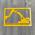 Excavator Metal Sign Cutout - Industrial Home Decor - Heavy Machinery Enthusiast Gift