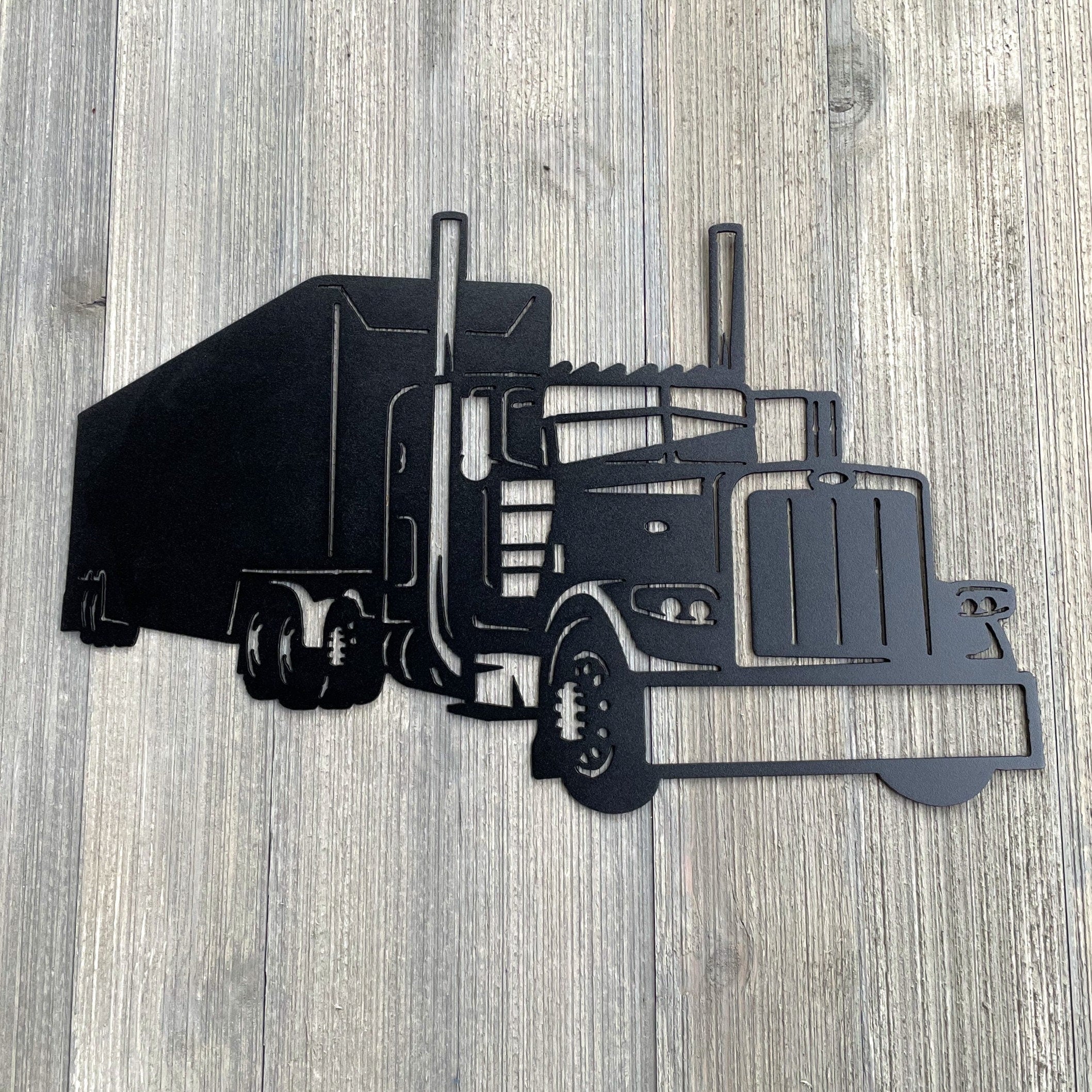 18 Wheeler Metal Sign Cutout - Semi Truck and Trailer Powder Coated Metal Sign - Realistic Design for Truck Enthusiasts -Tractor and Trailer