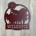 Pig Welcome Metal Sign Cutout - Welcome to the Farm Powder Coated Metal Wall Art - Farmhouse Home Decor