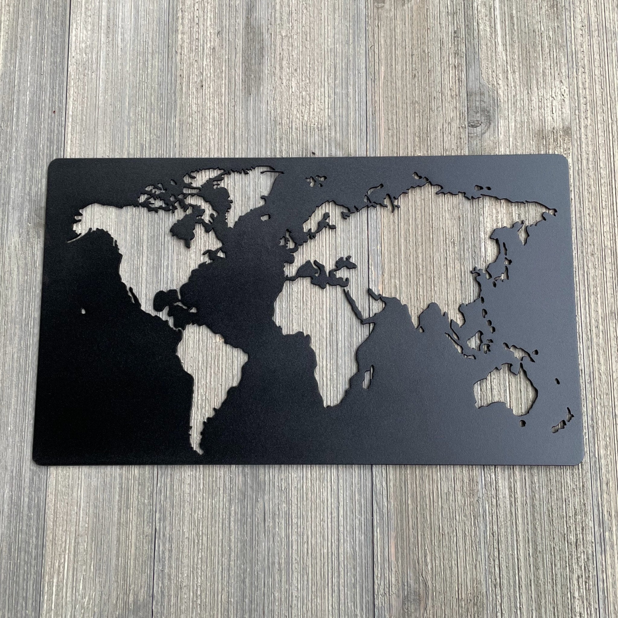 World Map Metal Sign Cutout - Map of the World Metal Sign - Powder Coated Wall Art for Any Room - Journey Through the World Metal Sign