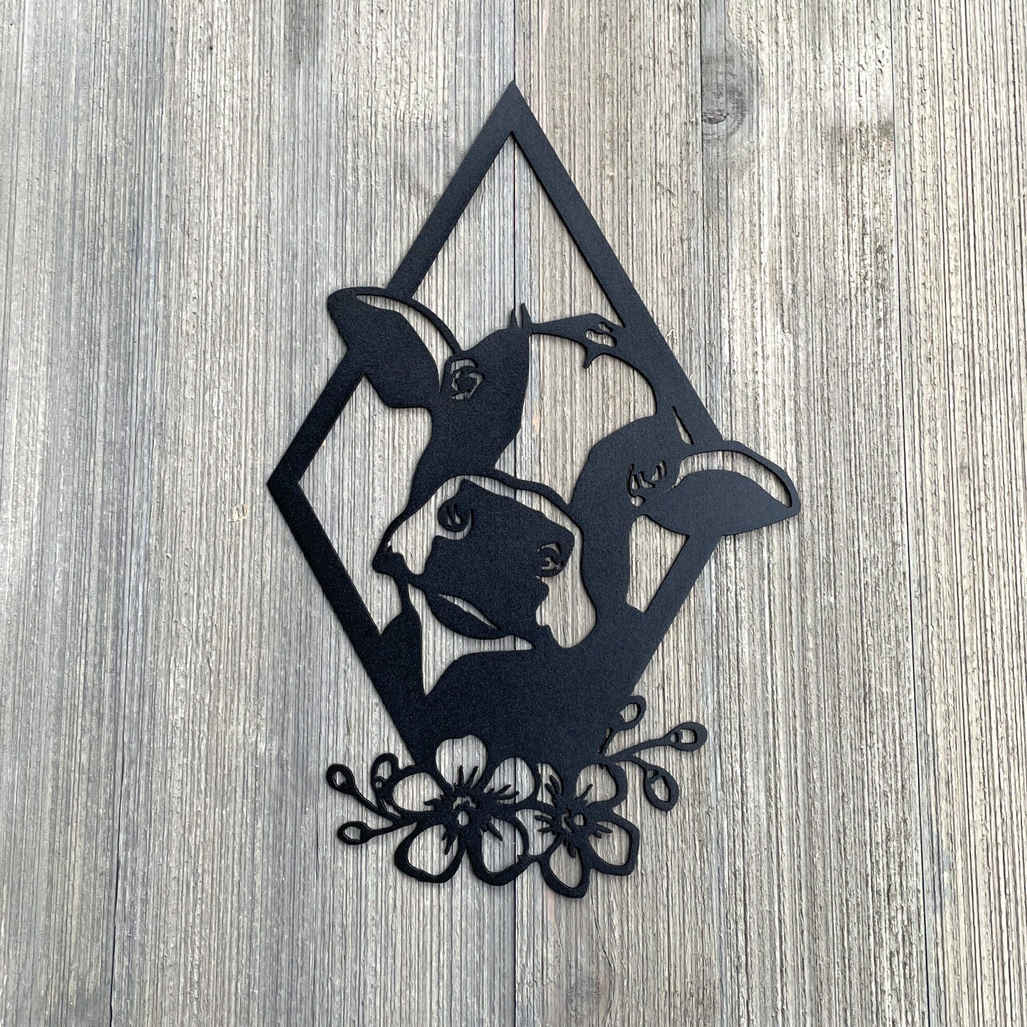 Cow Metal Sign Cutout - Cow-Diamond Metal Sign - Powder Coated Decor - Farmhouse Style