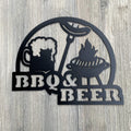 BBQ & Beer Metal Sign Cutout - Powdercoated Sign for Your Outdoor Kitchen - Patio Decor - Deck Decor - BBQ Sign