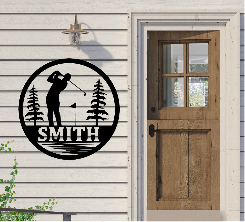 Personalized Golf Monogram Metal Sign Cutout - Custom Golf Sign - Personalized Powder Coated Metal Name Sign - Gift For Golfer - Family Name