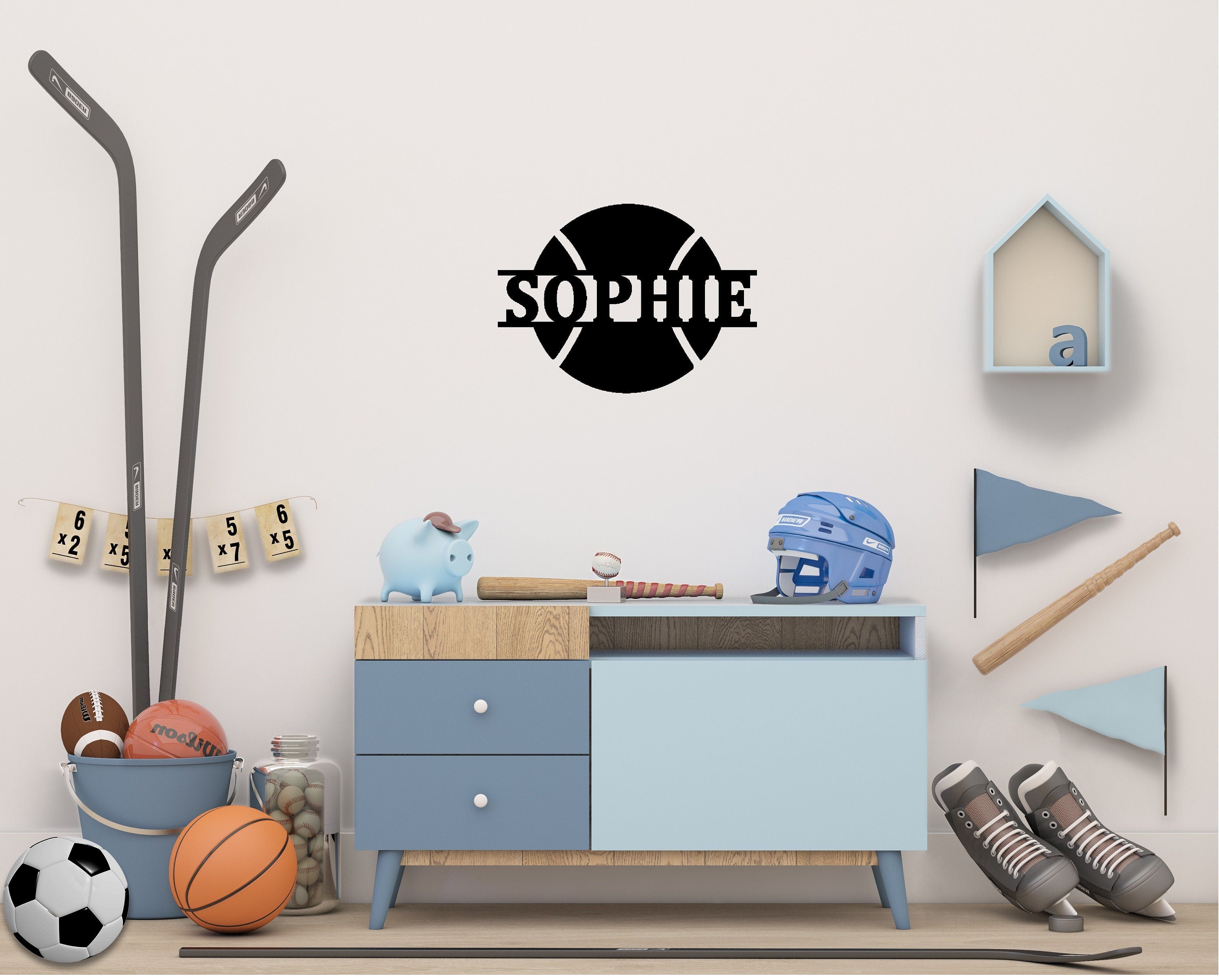 Personalized Tennis Monogram - Custom Tennis Sign - Personalized Powder Coated Metal Name Sign for Tennis Fans- Tennis Name Sign