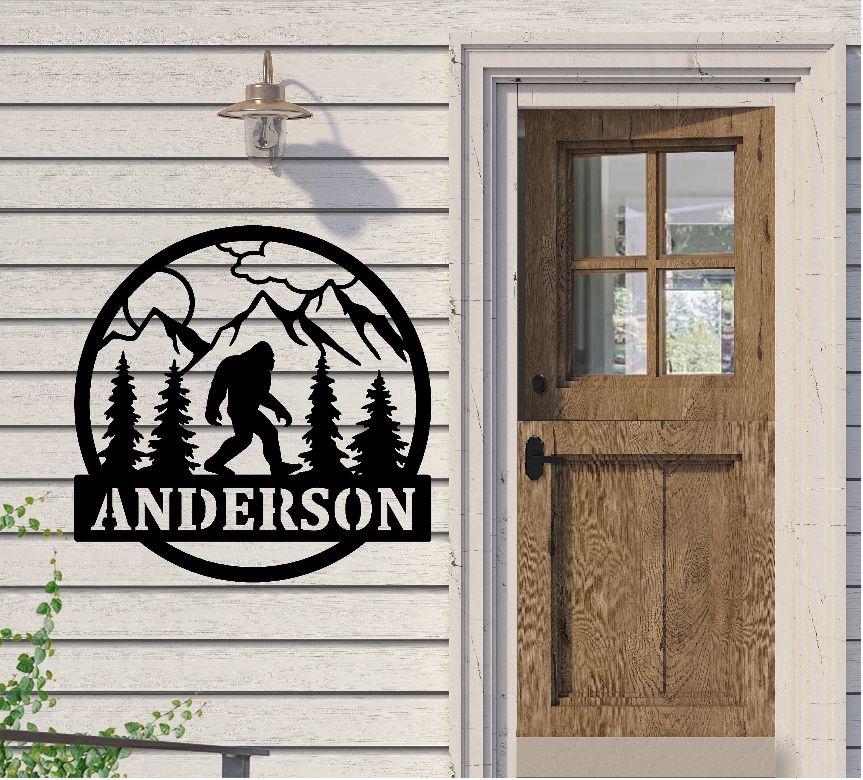 Bigfoot Monogram Metal Sign Cutout - Custom Big Foot Sign - Personalized Powder Coated Metal Name Sign -Sasquatch Design -Family Name Sign
