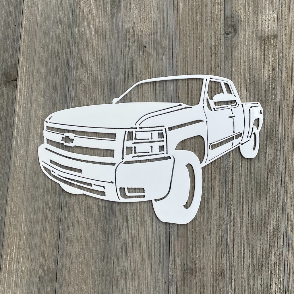 Chevy Silverado Metal Sign Cutout - Powder Coated - Realistic Design for Truck Enthusiasts - 2007-2014 Third Generation