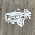 Chevy Silverado Metal Sign Cutout - Powder Coated - Realistic Design for Truck Enthusiasts - 2007-2014 Third Generation
