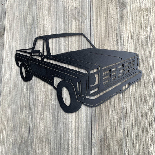 1977 Chevy C10 Metal Sign Cutout - '77 C10 Powder Coated Metal Sign - Retro Design for Car Enthusiasts