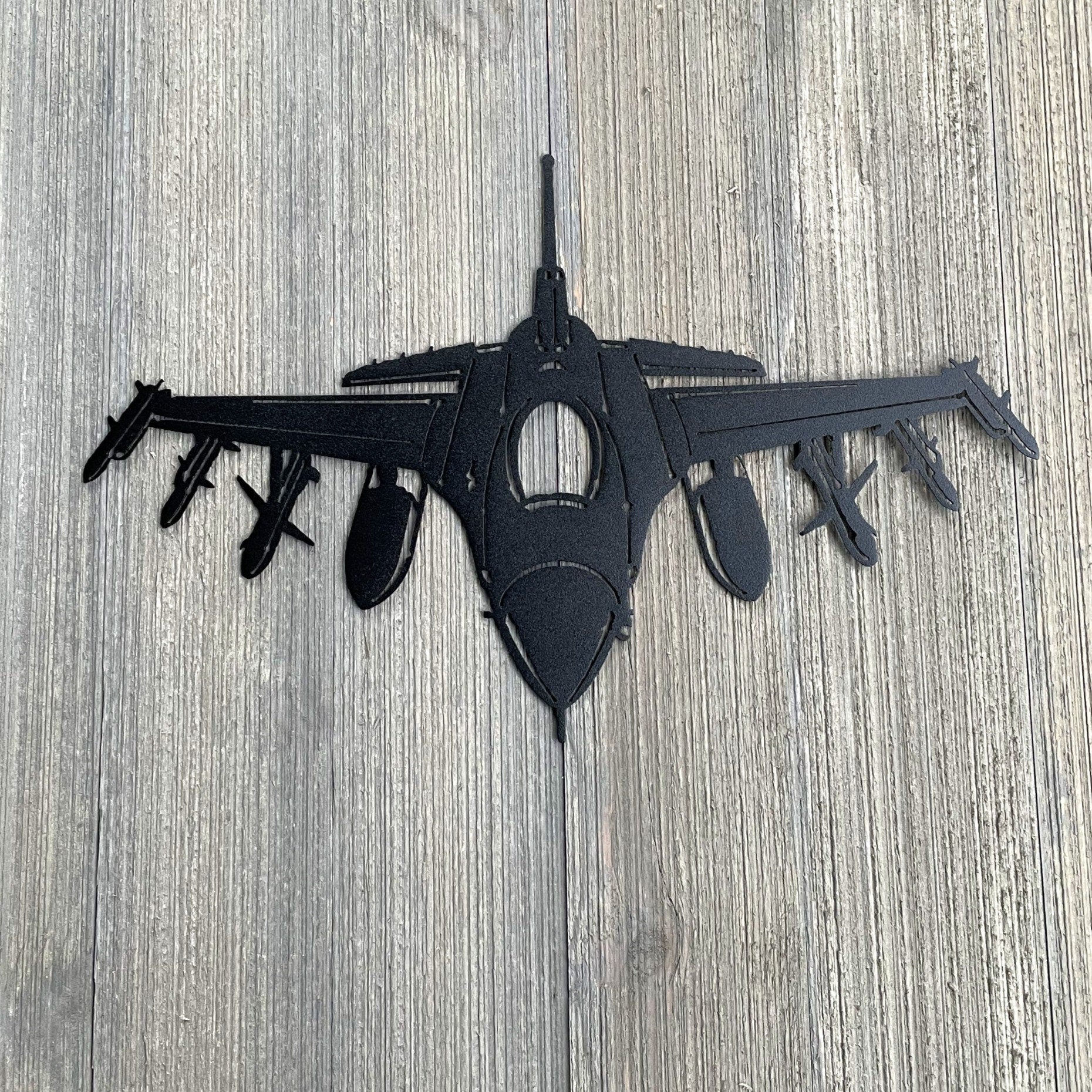 F-16 Metal Sign Cutout - Powder Coated Metal F-16 Fighter Jet Sign - For the Ultimate Aviation Enthusiast!
