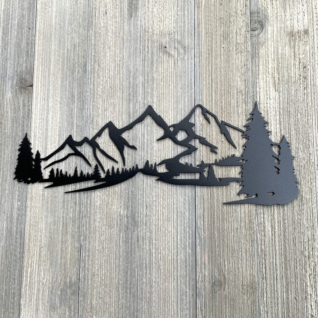 Mountain Silhouette Metal Sign Cutout - Powder Coated Metal Mountain Landscape Sign - A Stunning and Majestic Addition to Your Home Decor!