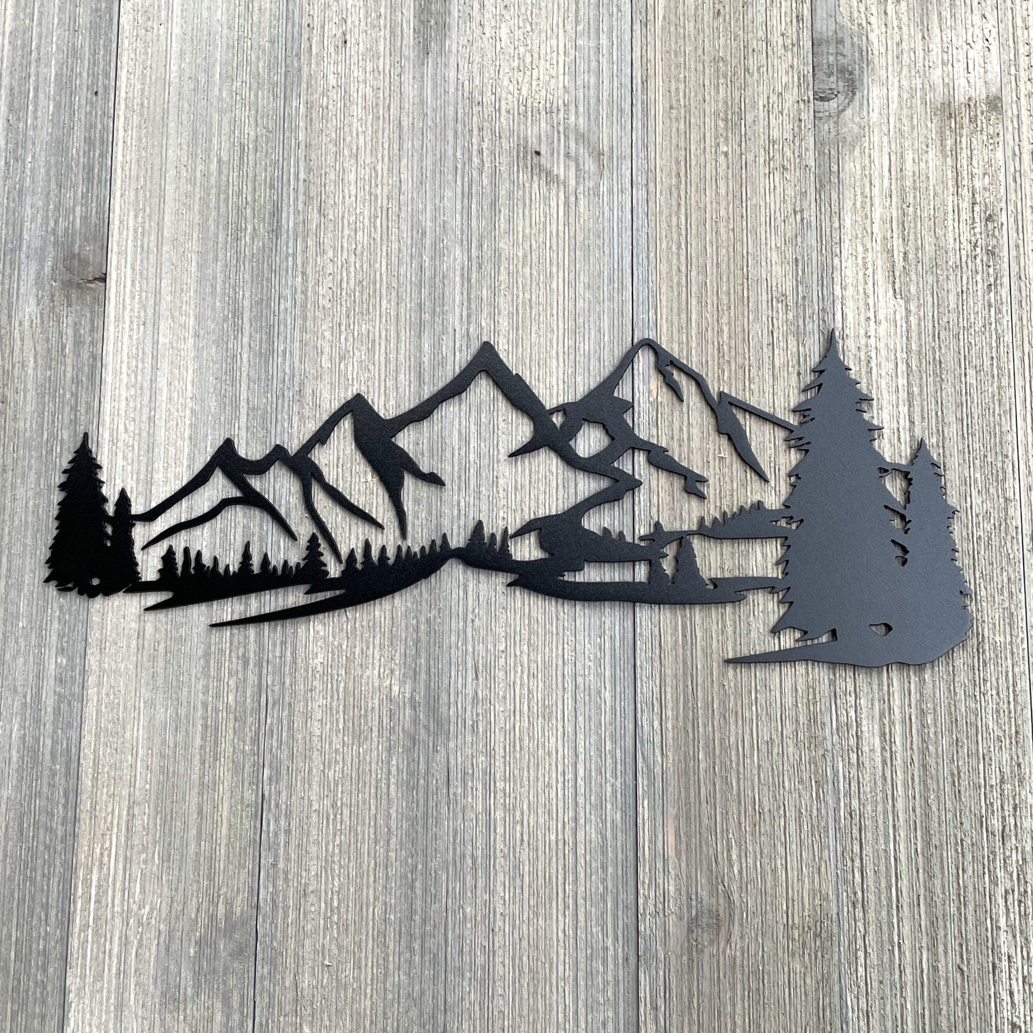 Mountain Silhouette Metal Sign Cutout - Powder Coated Metal Mountain Landscape Sign - A Stunning and Majestic Addition to Your Home Decor!