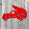 Merry Christmas Truck Metal Sign Cutout - Vintage Truck Christmas Metal Sign - Powder Coated - Christmas Decoration - Christmas Decor