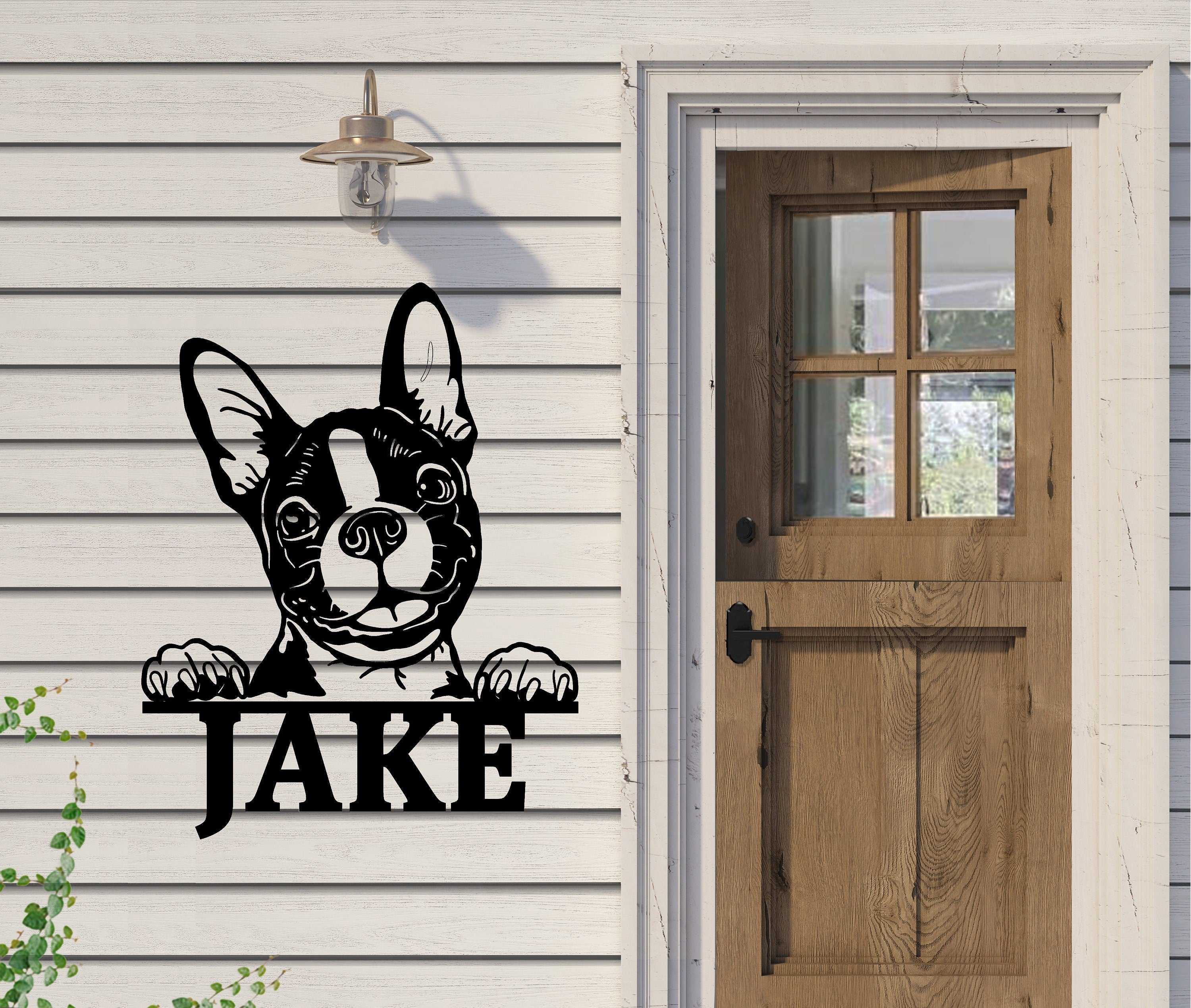 Boston Terrier Metal Sign Cutout - Custom Boston Terrier Sign - Personalized Powder Coated Metal Name Sign with Cute Dog Design - Name Sign
