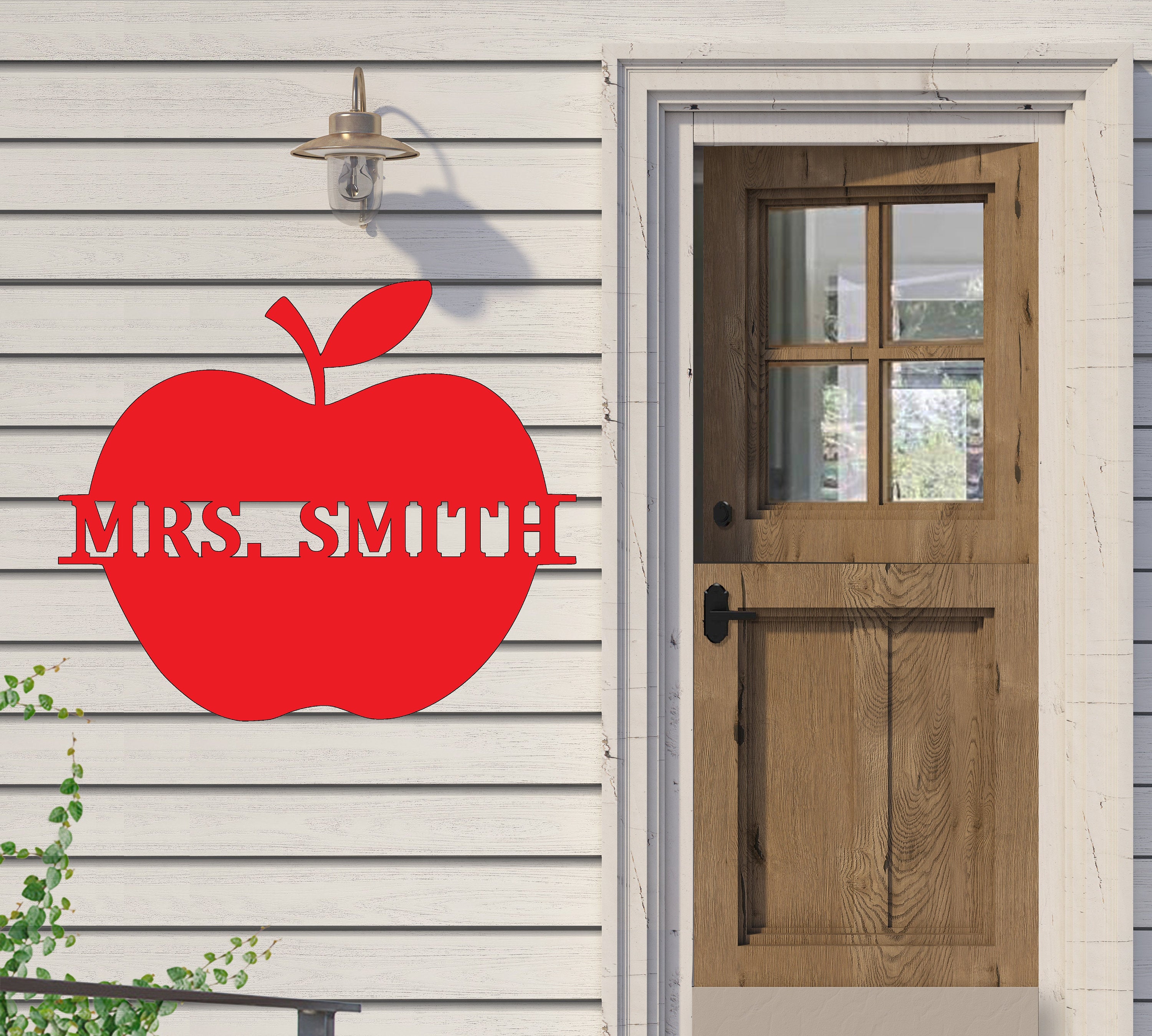Teacher Apple Monogram Metal Sign Cutout - Custom Apple Sign - Personalized Powder Coated Metal Sign for Teachers - Teacher Appreciation