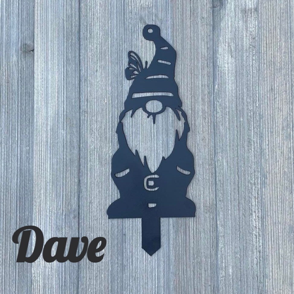 Gnome Yard Stakes Metal Sign Cutout - Metal Garden Gnomes Powder Coated Metal Signs - Set of 5 or Individual Options - Yard Decor - Garden