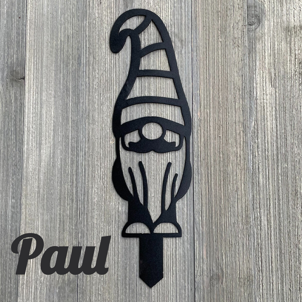 Gnome Yard Stakes Metal Sign Cutout - Metal Garden Gnomes Powder Coated Metal Signs - Set of 5 or Individual Options - Yard Decor - Garden