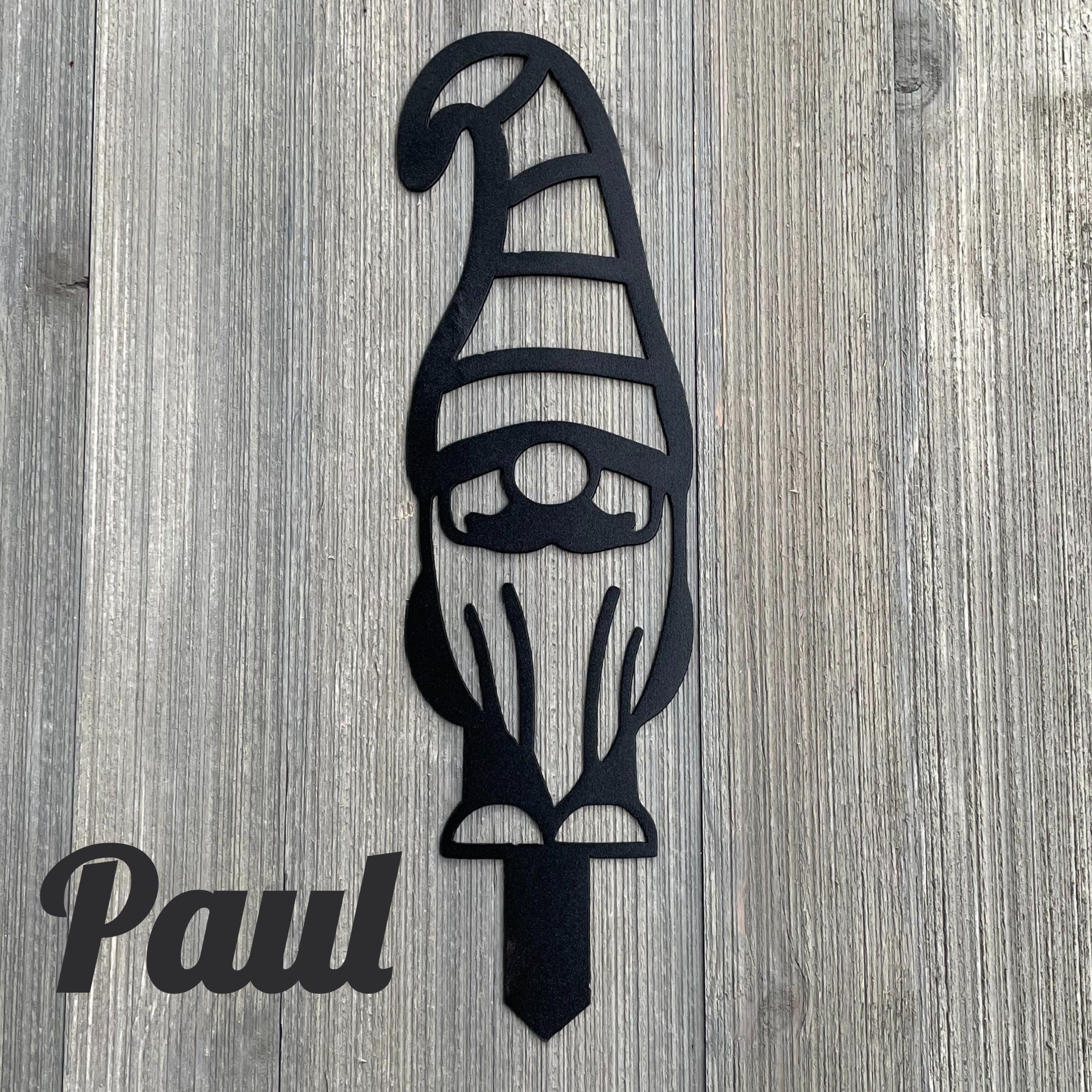 Gnome Yard Stakes Metal Sign Cutout - Metal Garden Gnomes Powder Coated Metal Signs - Set of 5 or Individual Options - Yard Decor - Garden