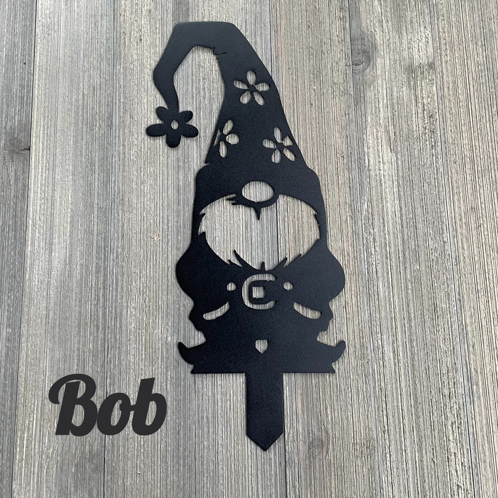 Gnome Yard Stakes Metal Sign Cutout - Metal Garden Gnomes Powder Coated Metal Signs - Set of 5 or Individual Options - Yard Decor - Garden