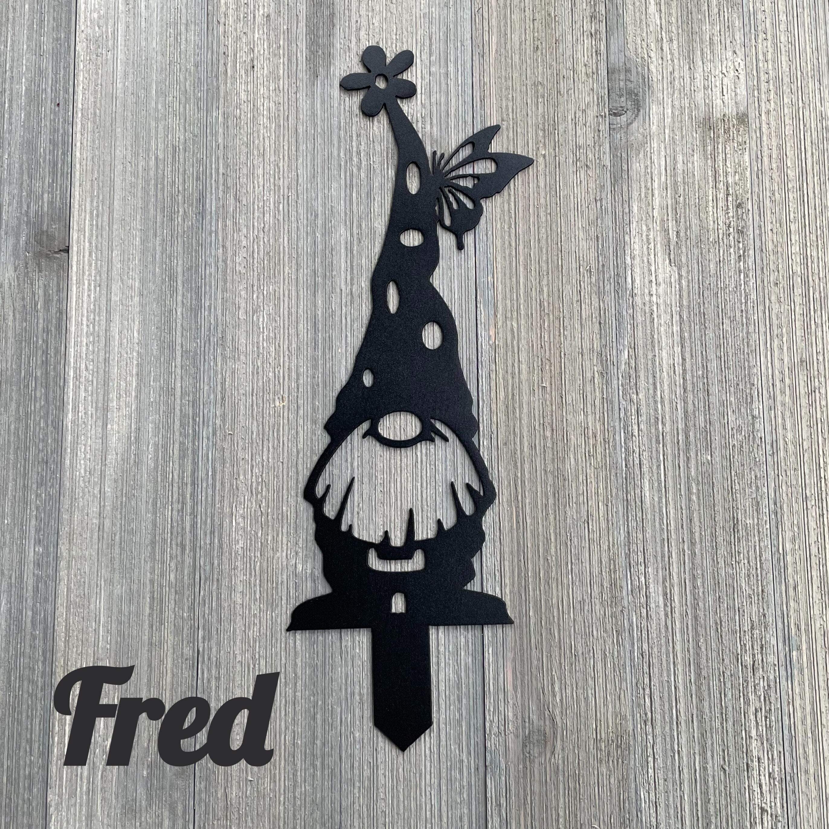Gnome Yard Stakes Metal Sign Cutout - Metal Garden Gnomes Powder Coated Metal Signs - Set of 5 or Individual Options - Yard Decor - Garden