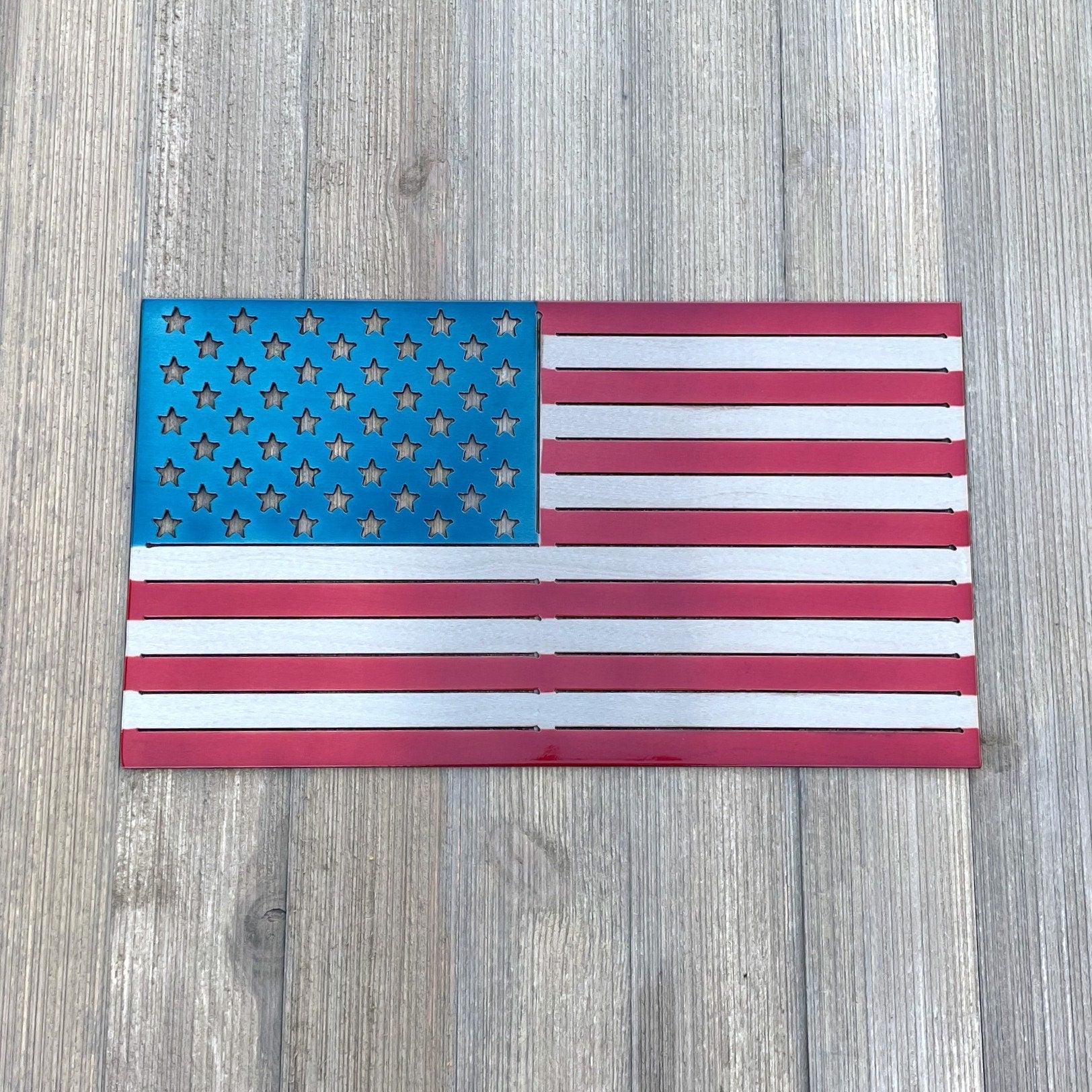 American Flag Metal Sign Cutout - Striking and Durable American Flag Powder Coated Metal Sign - Patriotic Decor - Metal USA Flag