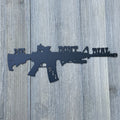 We Don't Dial 911 Metal Sign Cutout - Protection is Your Right - Powder Coated Metal Sign with AR-15 Design