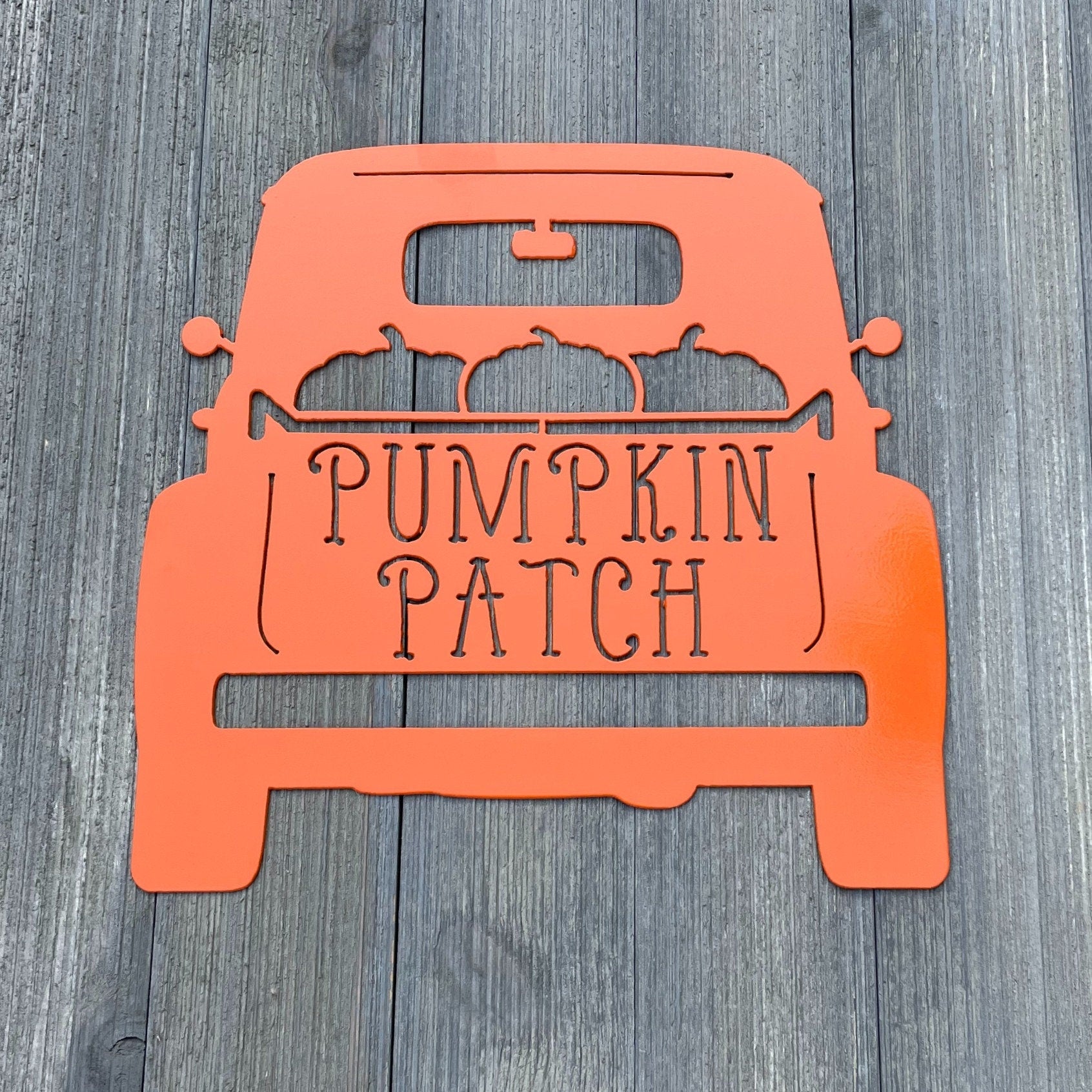 Pumpkin Patch Truck Metal Sign Cutout - Vintage Pumpkin Patch Truck Metal Sign - Powder Coated for Durability - Halloween Decor - Fall Decor