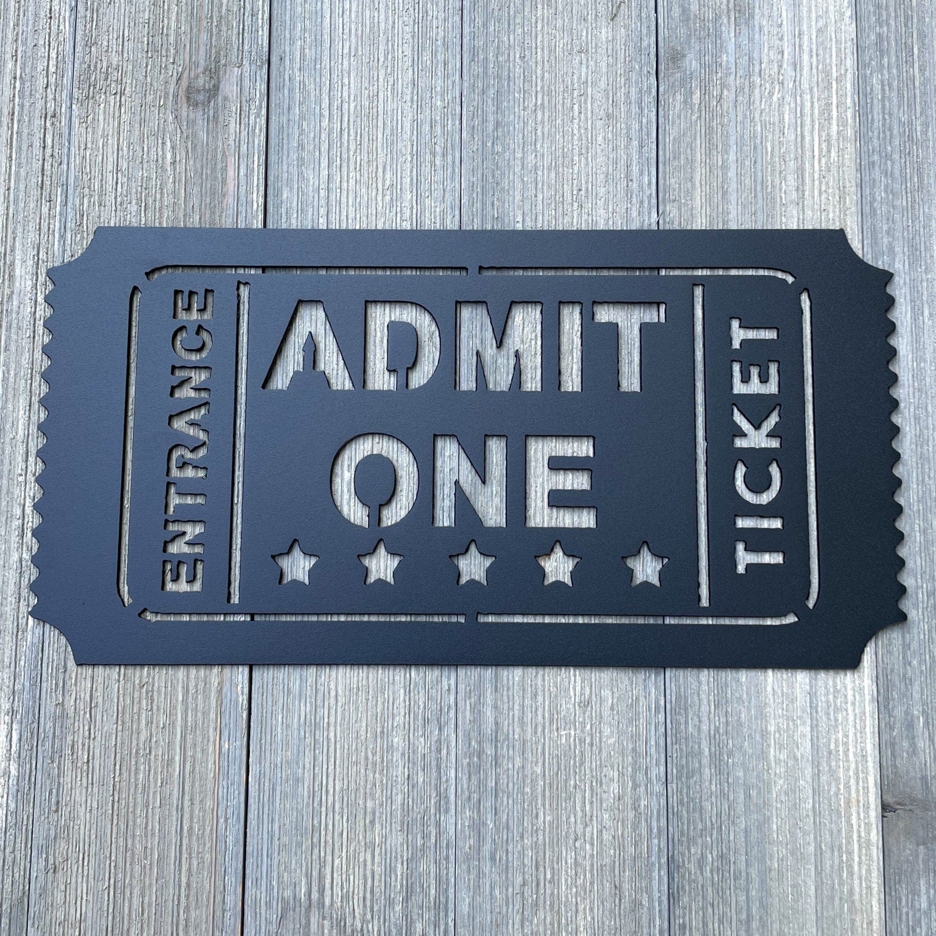Admit One Movie Theater Ticket Metal Sign Cutout-Experience the Magic of Movies-Home Movie Theater- Entrance Ticket-Family Movie Night -