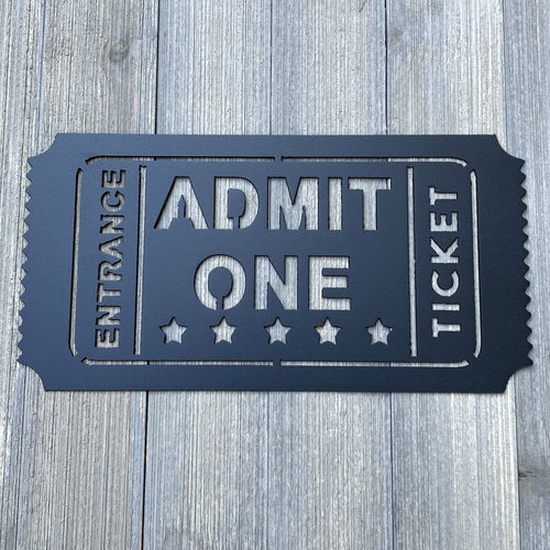 Admit One Movie Theater Ticket Metal Sign Cutout-Experience the Magic of Movies-Home Movie Theater- Entrance Ticket-Family Movie Night -