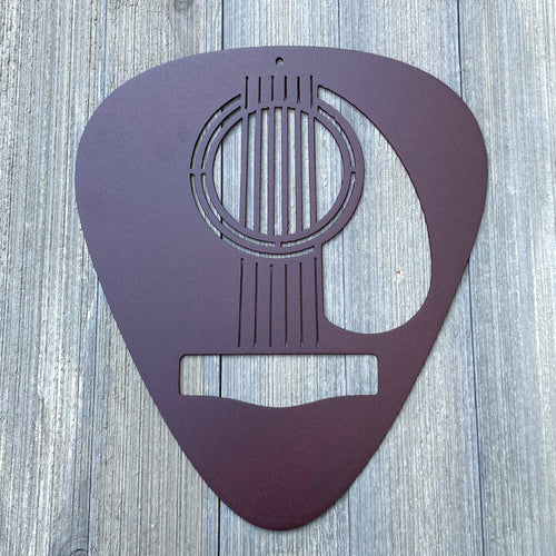 Acoustic Guitar Pick Metal Sign Cutout - Add a Musical Touch to Your Space - Guitar Player - Music Lover - Music Studio - Recording Studio
