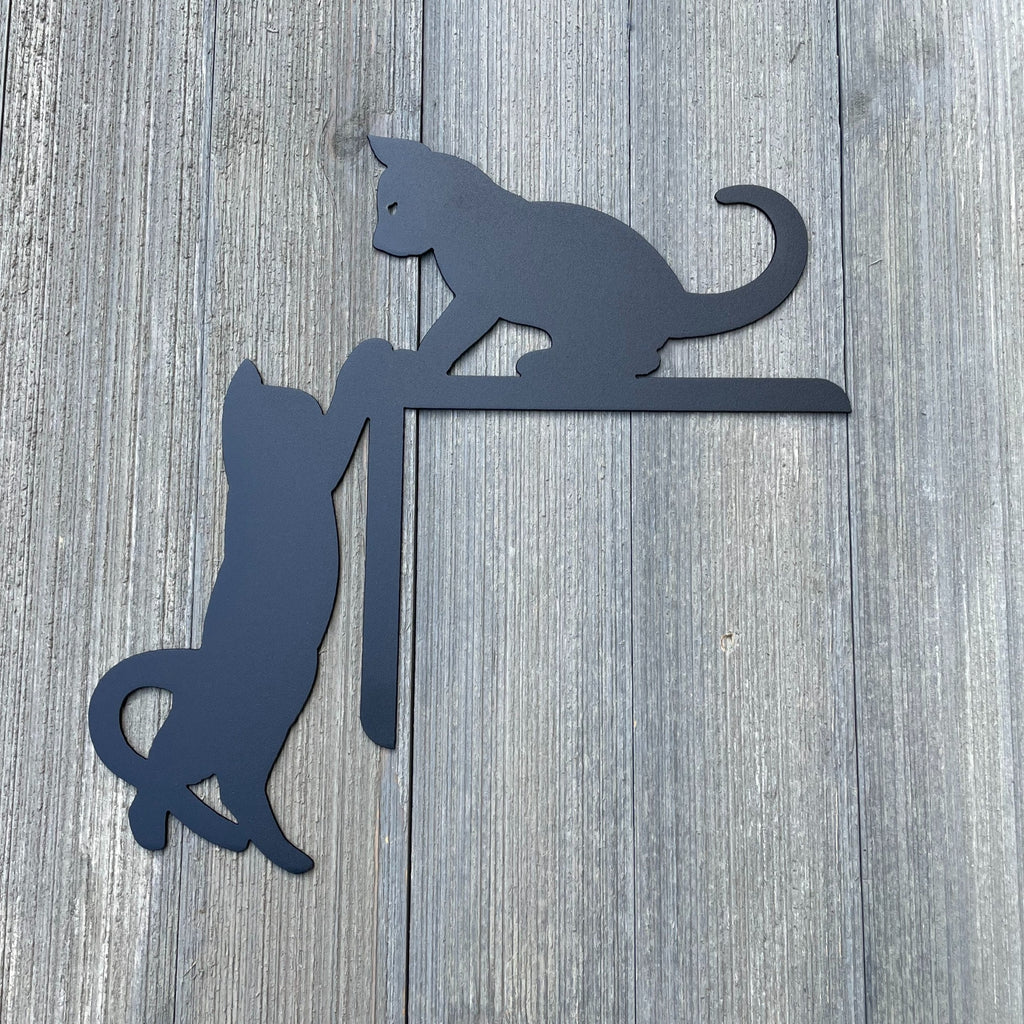 Cat Door Hanger Metal Sign Cutout - Metal Door Hanger with Adorable Cats - Furry Feline Door Hanger