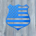 Police Shield/ Police Badge/ American Flag Badge Metal Sign Cutout - USA Flag Police Badge Powder Coated Metal Sign - Law Enforcement Gift