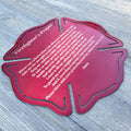 Engraved Firefighters Prayer Metal Maltese Flag - Honoring the Bravery of Firefighters - Powder Coated For Durability - Firefighter Gift