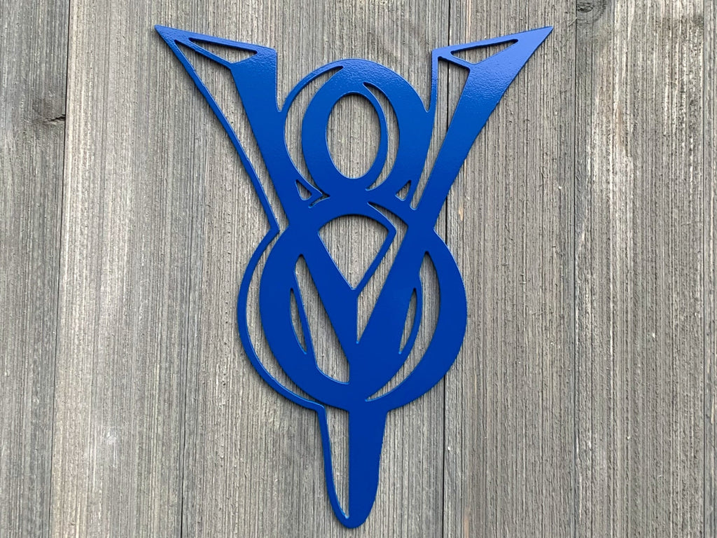 V8 Logo Metal Sign Cutout - V8 Powder Coated Metal Sign - Classic Design for Car Enthusiasts