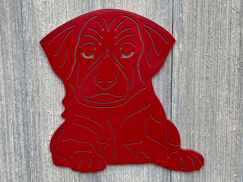 Dog Metal Sign Cutout - Adorable Puppy Powder Coated Metal Sign - A Delightful Addition to Any Home or Business!