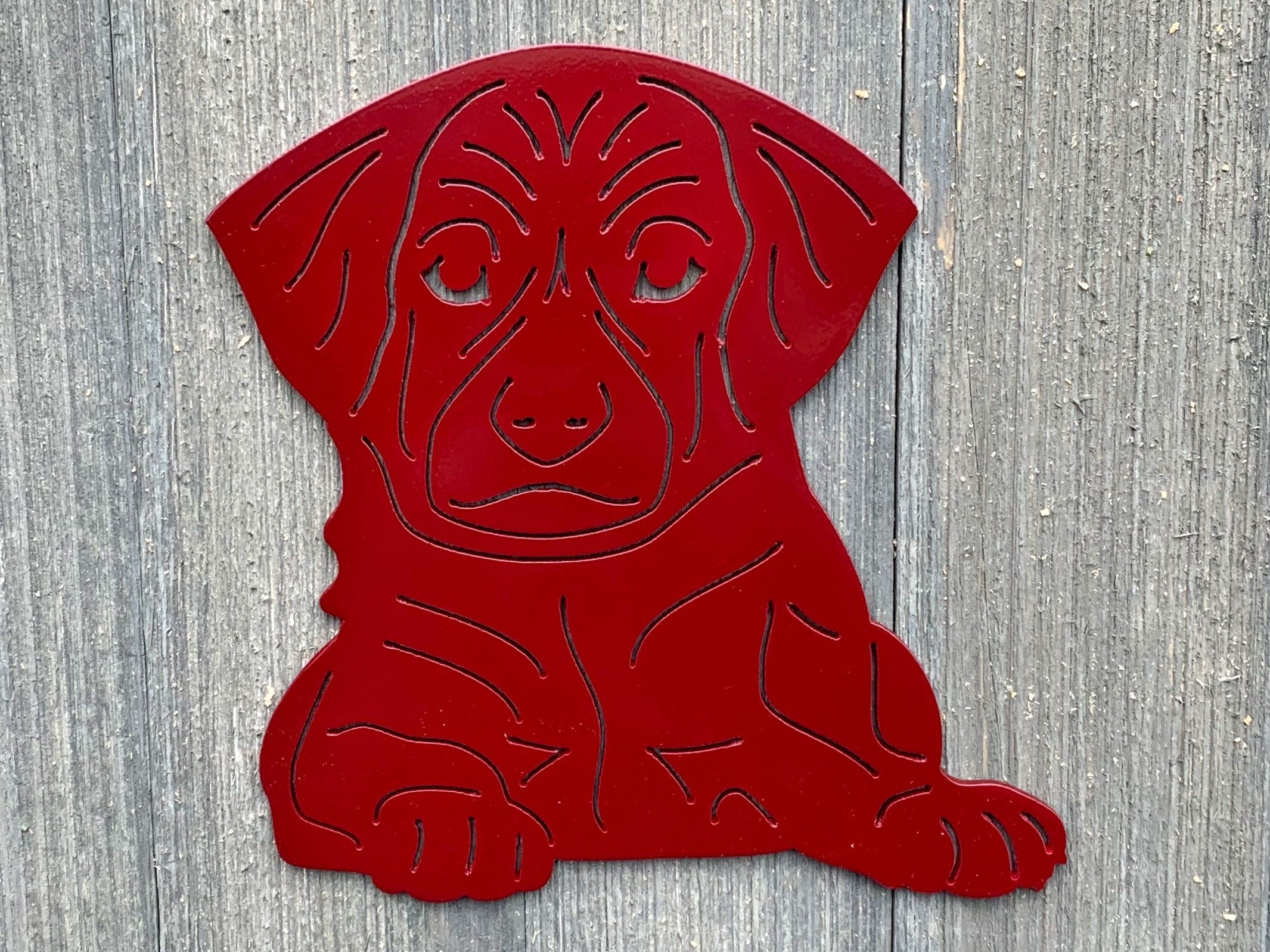 Dog Metal Sign Cutout - Adorable Puppy Powder Coated Metal Sign - A Delightful Addition to Any Home or Business!