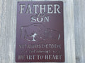 Father and Son-Not Always Eye to Eye But Always Heart To Heart Metal Sign Cutout -Powder Coated -Fathers Day Gift -Gift for Son