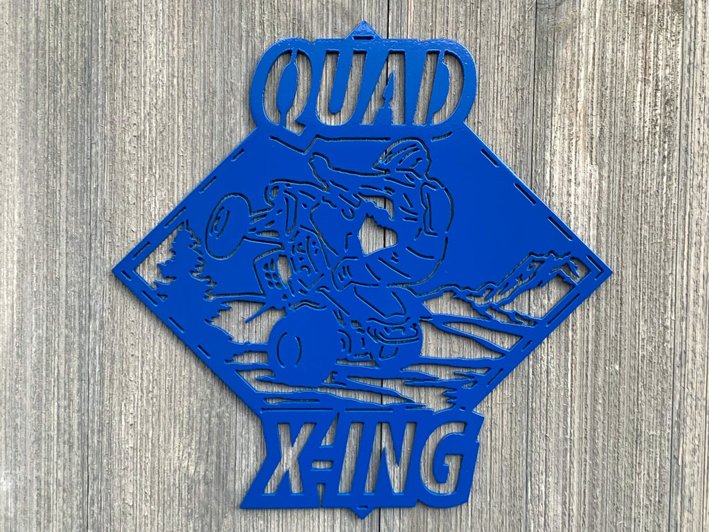 Quad X-Ing Metal Sign Cutout - Powder Coated Metal ATV Scene Sign - The Ultimate Off-Road Wall Art!